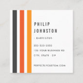 Grijze en oranje retrores wit vierkante visitekaartje (Achterkant)