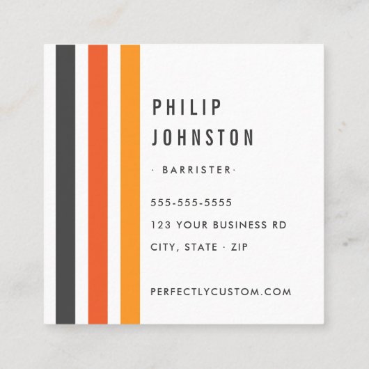 Grijze en oranje retrores wit vierkante visitekaartje (Achterkant)