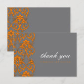 Grijze en Oranje reuzenbruiloft Hartelijk dank Bedankkaart (Voorkant / Achterkant)