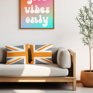 Grijze en oranje Union Jack Half Kussen