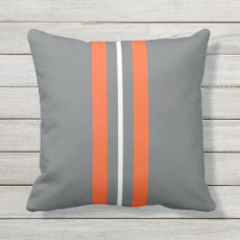 Grijze en Oranje verticale strepen buitenloods Buitenkussen