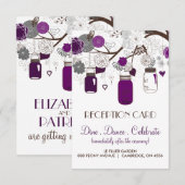 Grijze en paarse bloemige Mason-potten Ontvangstka Informatiekaartje (Voorkant / Achterkant)