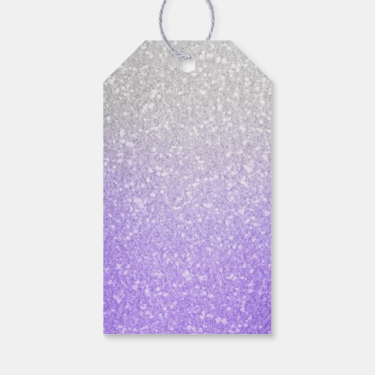 Grijze en Paarse Glitter Afbeelding Cadeaulabel (Achterkant)