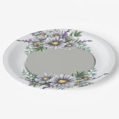 Grijze en paarse waterverf bloemen papieren bordje (Gekanteld)