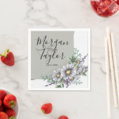 Grijze en Paarse waterverf Bloemen Servet (Insitu)