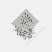 Grijze en Paarse waterverf Bloemen Servet (Hoek)