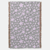 Grijze en pasta-Paarse sterren en moons Deken (Voorkant Verticaal)