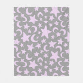 Grijze en pasta-Paarse sterren en moons Fleece Deken (Voorkant)