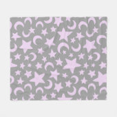 Grijze en pasta-Paarse sterren en moons Fleece Deken (Voorkant (Horizontaal))