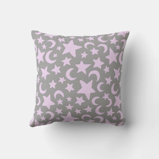 Grijze en pasta-Paarse sterren en moons Kussen (Achterkant)