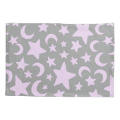 Grijze en pasta-Paarse sterren en moons Kussensloop (Achterkant)
