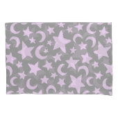 Grijze en pasta-Paarse sterren en moons Kussensloop (Voorkant)
