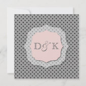 Grijze en perzikkleurige huwelijksuitnodiging kaart (Achterkant)