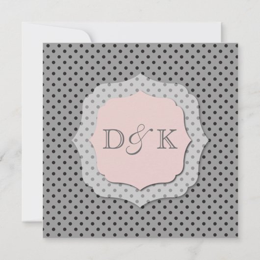 Grijze en perzikkleurige huwelijksuitnodiging kaart (Achterkant)