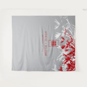 Grijze en rode bamboe laat de Chinese bruiloft ach Wandkleed (Voorkant (horizontaal))