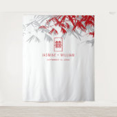 Grijze en rode bamboe laat de Chinese bruiloft ach Wandkleed (Voorkant)