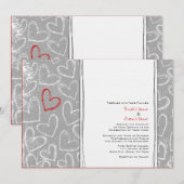 Grijze en Rode Grunge Hearts Wedding Invitaties Kaart (Voorkant / Achterkant)