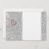 Grijze en Rode Grunge Hearts Wedding Invitaties Kaart (Achterkant)