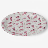 Grijze en rode kerstkardinaalvogels papieren bordje (Gekanteld)