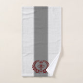 Grijze en rode koningsbijen gestreept bad handdoek (Handdoek)