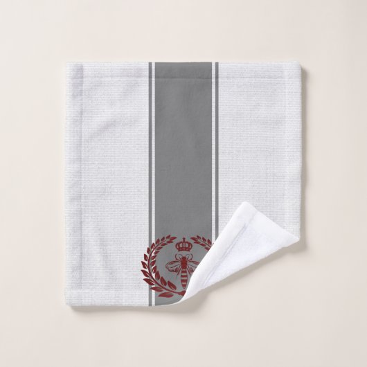 Grijze en rode koningsbijen gestreept bad handdoek (Wasdoekje)