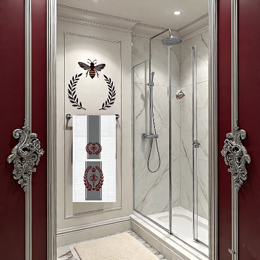 Grijze en rode koningsbijen gestreept bad handdoek