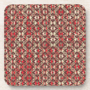 Grijze en rode patterned Flowers Bier Onderzetter