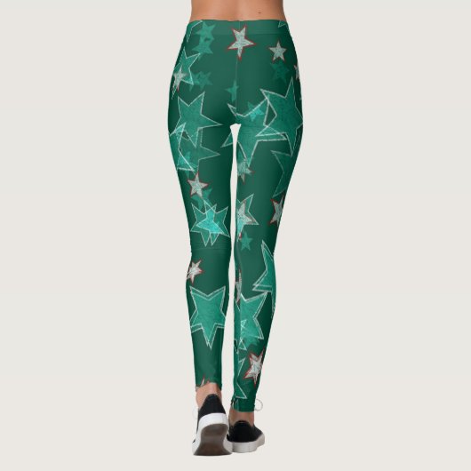 Grijze en rode sterren leggings (Achterkant)