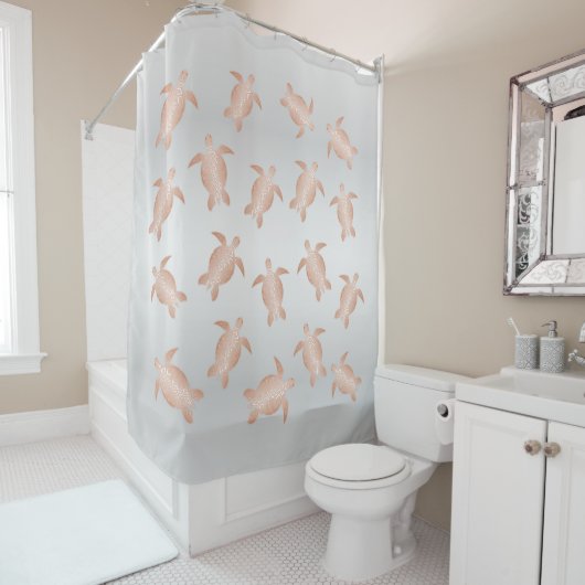 Grijze en Roos goudschilden | Kustkust Douchegordijn (In situ)