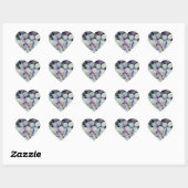 Grijze en roze bloemen hart sticker (Vel)