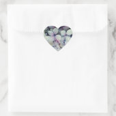 Grijze en roze bloemen hart sticker (Tas)