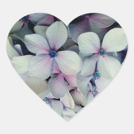 Grijze en roze bloemen hart sticker
