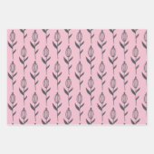 Grijze en roze bloemige inpakvellen inpakpapier vel (Voorkant 2)