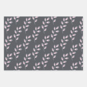 Grijze en roze bloemige inpakvellen inpakpapier vel (Voorkant)