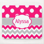 Grijze en roze Chevron-Stippen Muismat (Voorkant)