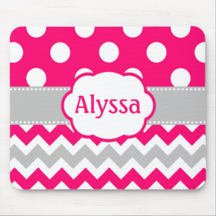 Grijze en roze Chevron-Stippen Muismat