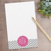 Grijze en roze Chevrons met aangepast monogram Briefpapier