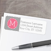 Grijze en roze Chevrons met aangepast monogram Etiket