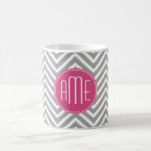 Grijze en roze Chevrons met aangepast monogram Koffiemok (Center)