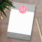 Grijze en roze Chevrons met aangepast monogram Post-it® Notes