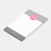 Grijze en roze Chevrons met aangepast monogram Post-it® Notes (Schuin)