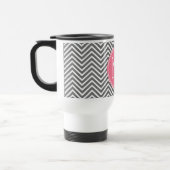 Grijze en roze Chevrons met aangepast monogram Reisbeker (Links)