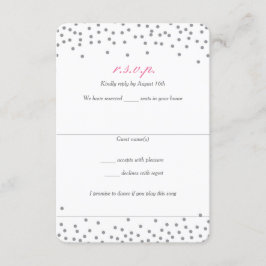 Grijze en roze Confetti Stippen RSVP-kaarten RSVP Kaartje