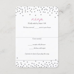 Grijze en roze Confetti Stippen RSVP-kaarten RSVP Kaartje