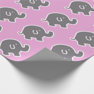 Grijze en roze elastisch Baby shower ompakken Papi Cadeaupapier