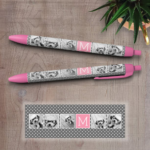 Grijze en Roze Instagram 5 het Monogram van de Zwarte Inkt Pen