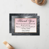 Grijze en roze marmervervroeging Dank je wel Notitiekaartje (Voorkant / Achterkant in situ)