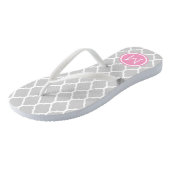 Grijze en roze Marokkaanse Quatrefoil-monogram Teenslippers (Schuin)
