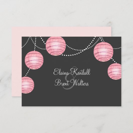 Grijze en roze partijlampions RSVP (Voorkant / Achterkant)