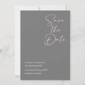 Grijze en roze save the date-kaarten trouwdag kaart (Voorkant)